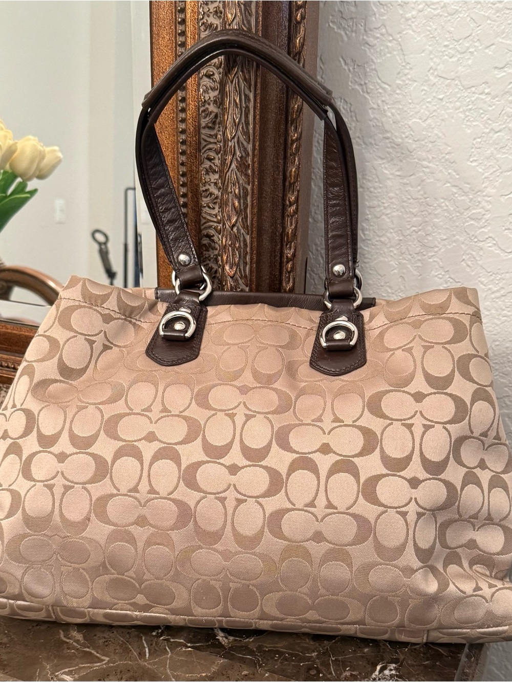Coach Y2K Ashley Carryall Shoulder Bag Brown F15510 Coach Logo Leather Canvas - Picture 12 of 17